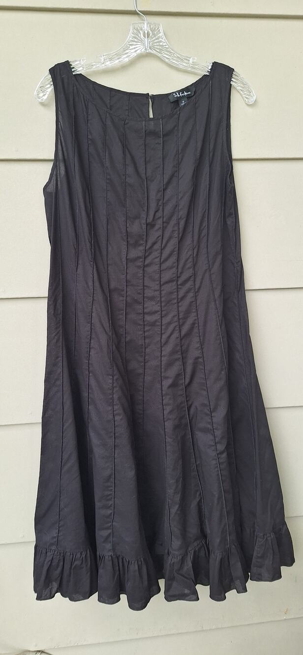 S.L. Fashions 100% Cotton A line Ruffle Sleeveless Tank Casual Midi Dress Sz 14